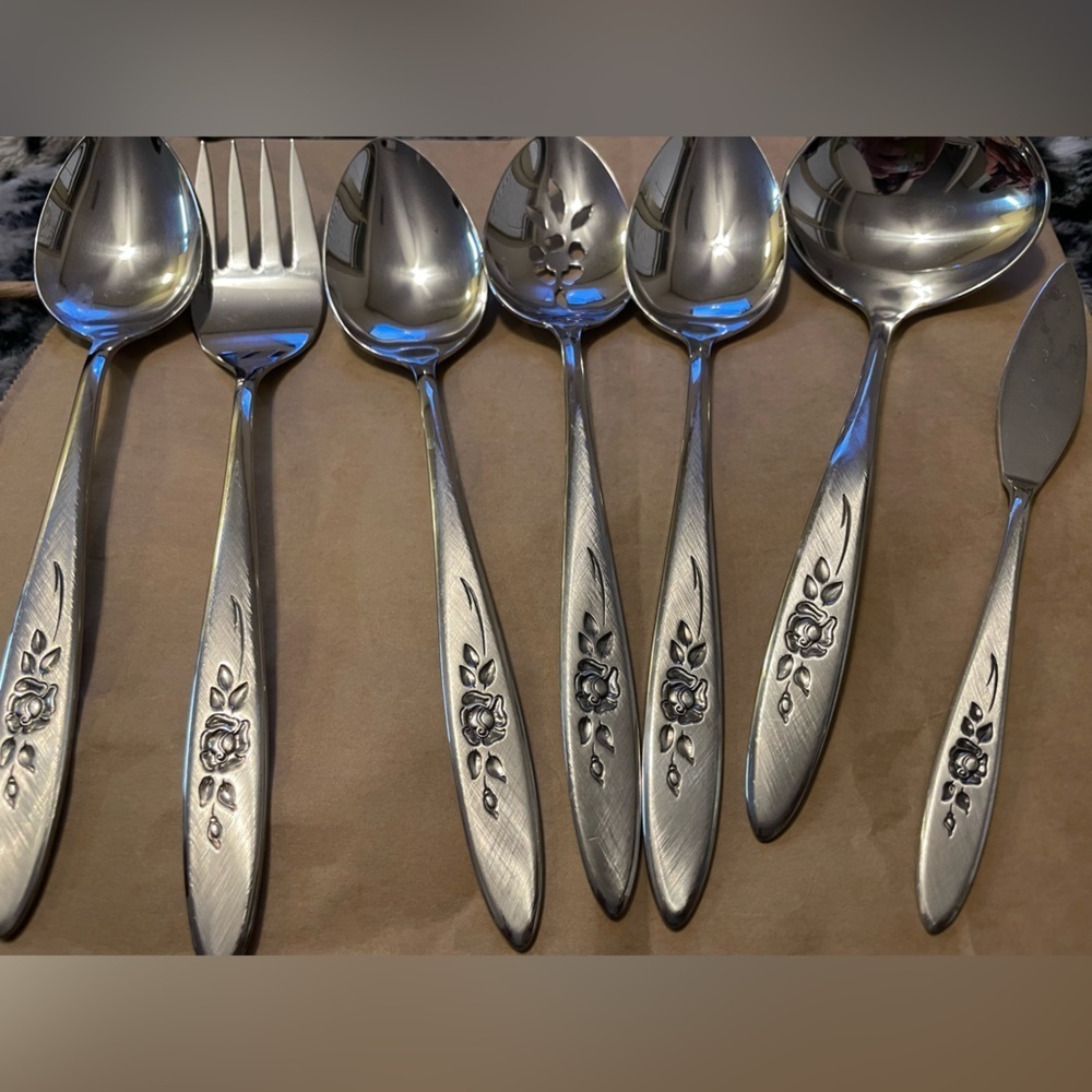 vintage oneida community stainless flatware Serving 7 Piece
